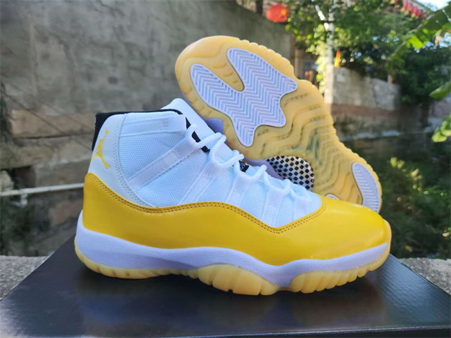 Men's Running weapon Air Jordan 11 White/Yellow Shoes 092 Men's Running weapon Air Jordan 11 White/Yellow Shoes 092
